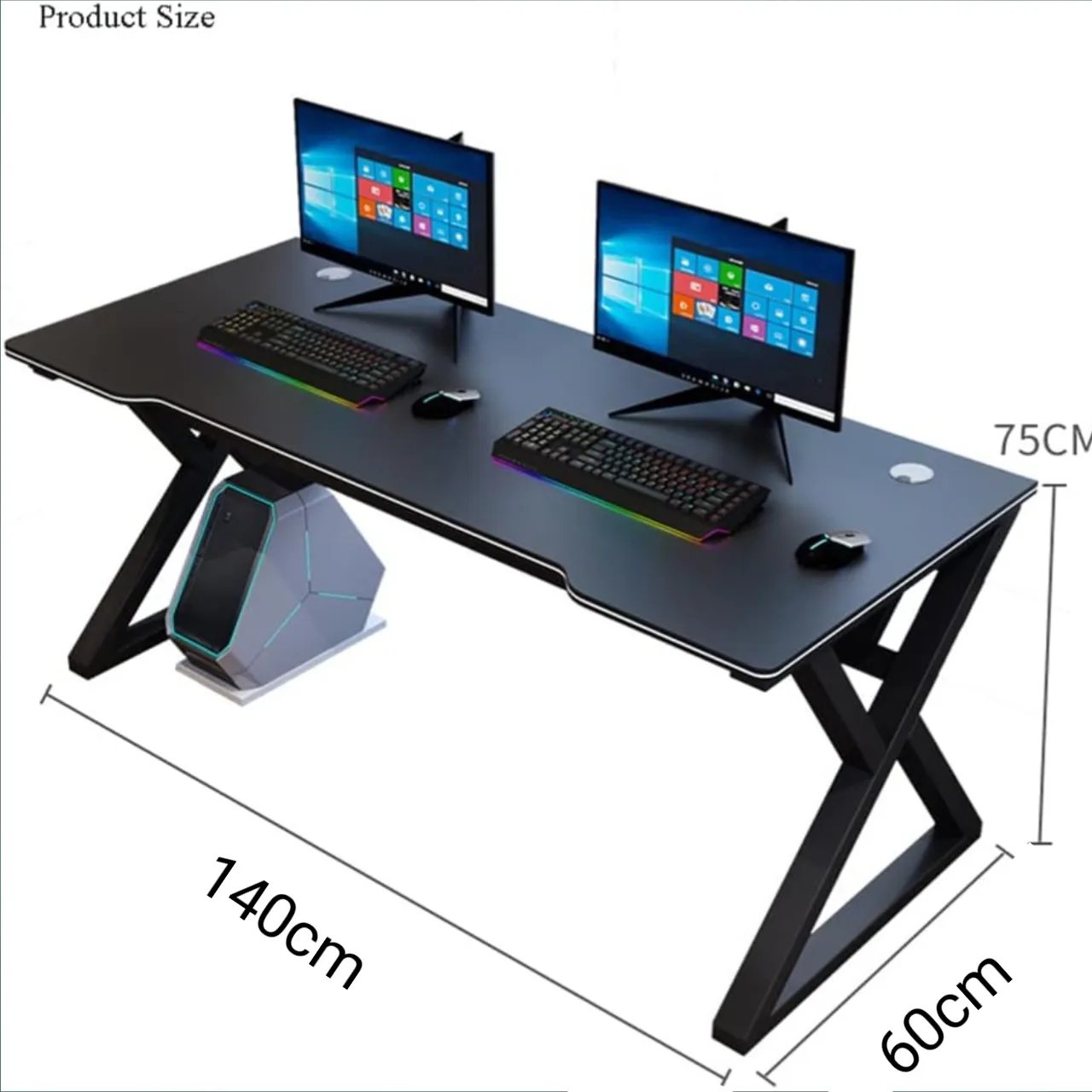 Modern Ergonomic Computer Gaming Desk - Waterproof Office Workstation with Cable Management