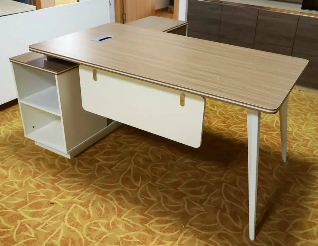 Modern Executive Manager Desk with Integrated Side Cabinet