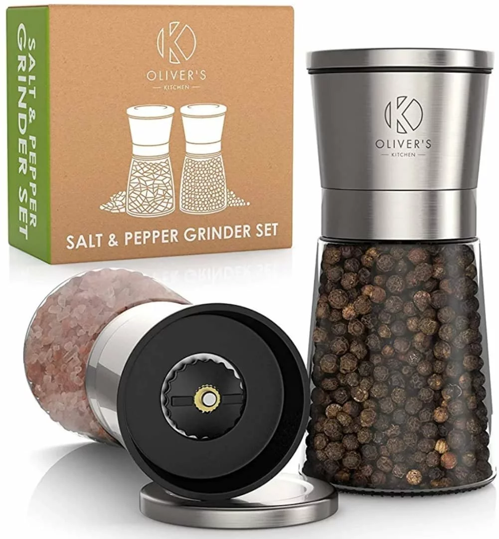Oliver's Kitchen Stainless Steel Manual Salt & Pepper Grinder Set