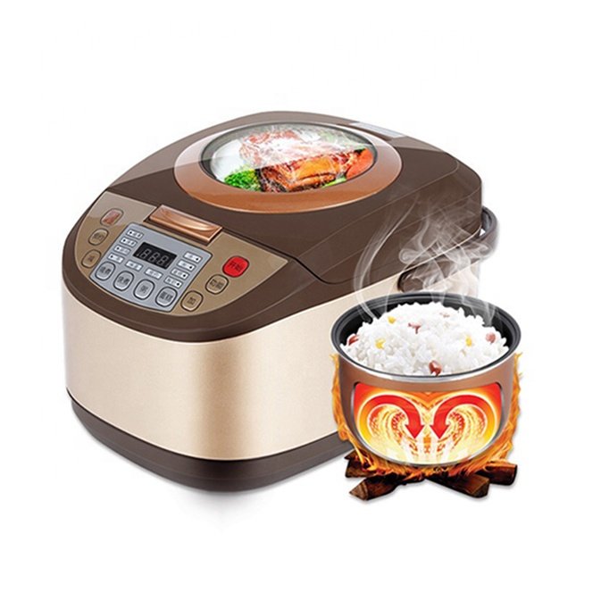 5L Drum-Shape Double Pot Multi-Function Rice Cooker with Digital Display