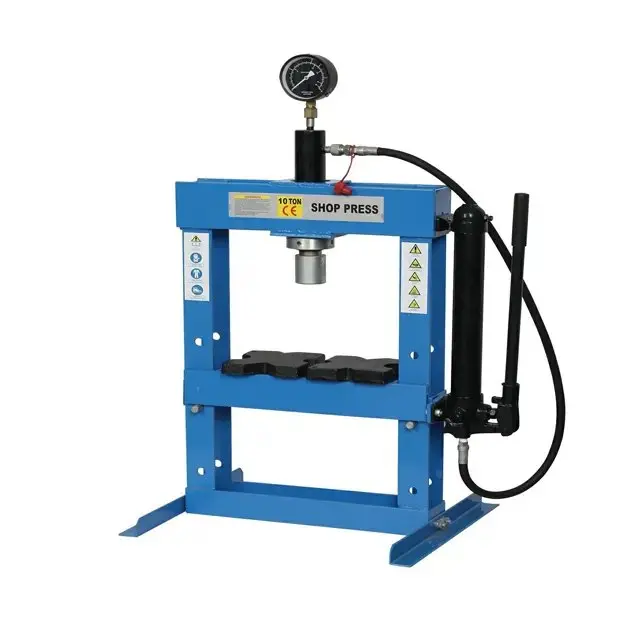 10-Ton Manual Hydraulic Shop Press with Gauge - Portable Benchtop Metal Press