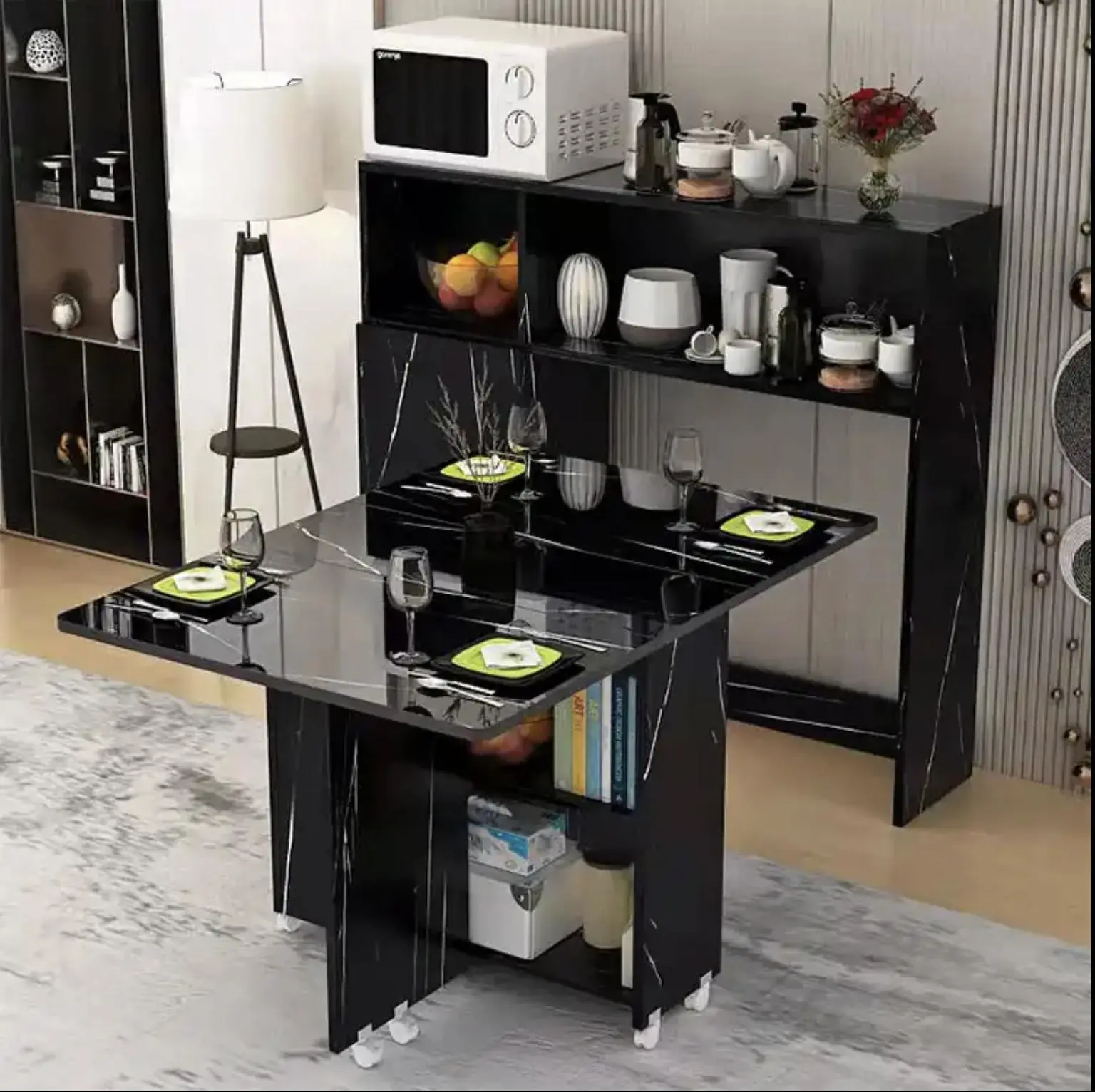 Modern Space-Saving Wooden Folding Dining Table (120x60cm)