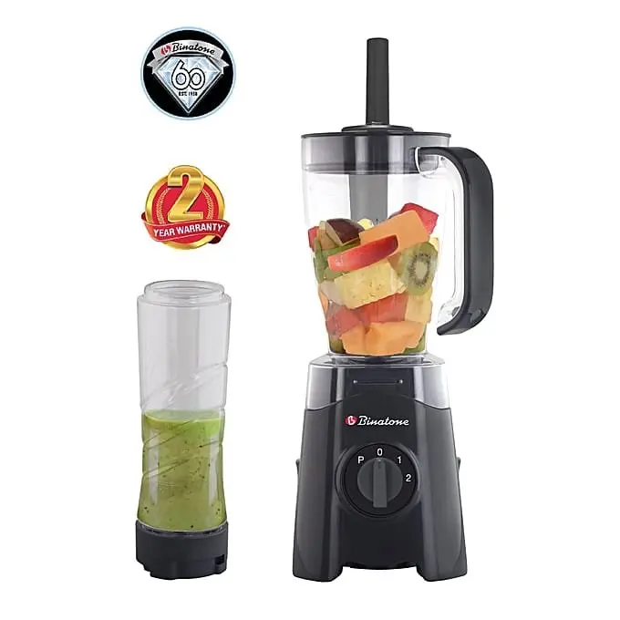 Binatone 300W Blender with 1.25L Jar & 0.5L Smoothie Cup - Stainless Steel Blades