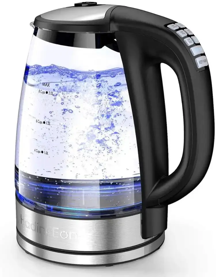 2.0L Cordless Electric Glass Kettle with Digital Temperature Control & LED Light