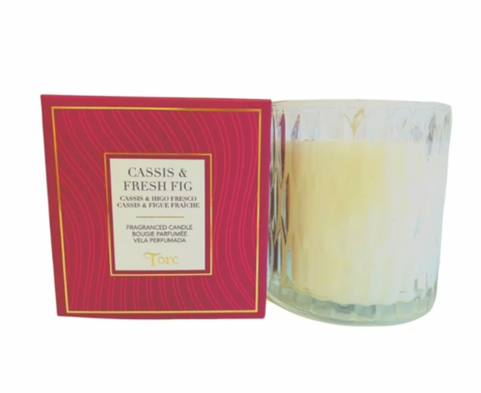 Luxury Cassis & Fresh Figs Scented Candle - 250g Soy Wax, 50hr Burn, Glass Jar