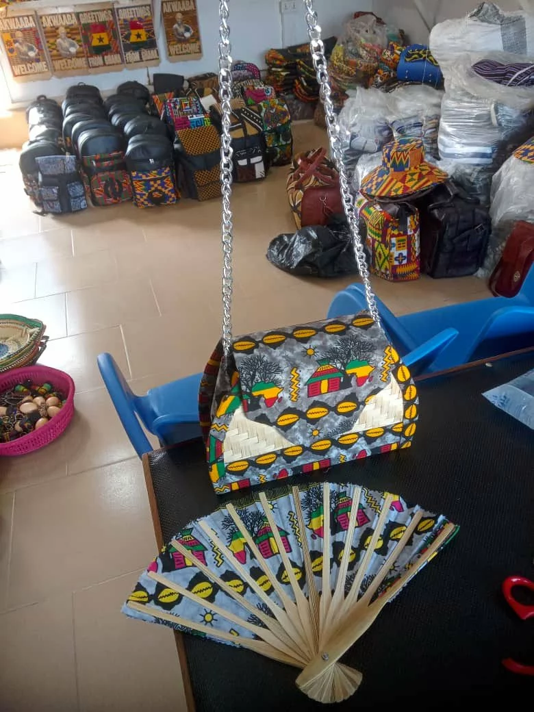 Traditional African Chain Shoulder Bag - Handmade, Ghanaian Symbols, Ladies Shell Shape