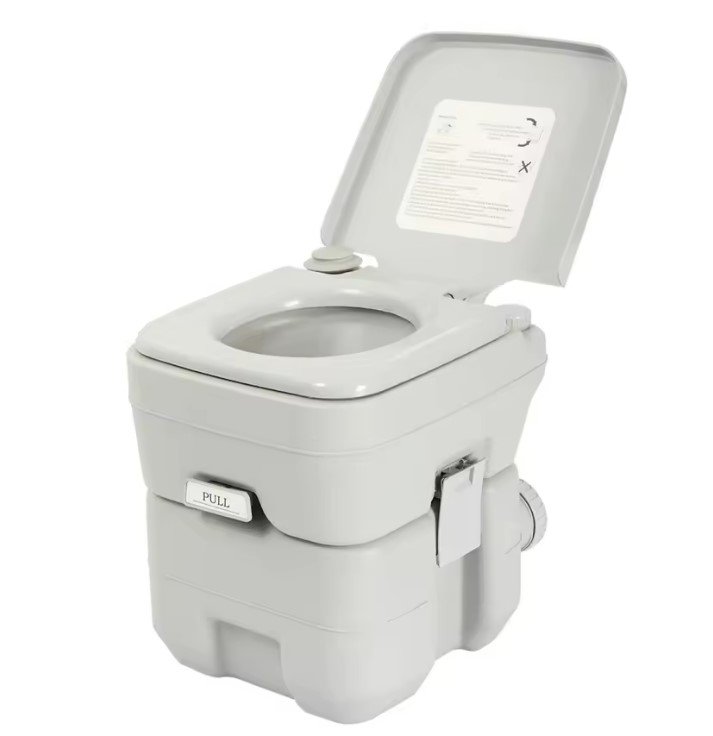 Portable Outdoor Camping Toilet - 20L, Dual-Flush, Siphon, Square Bowl