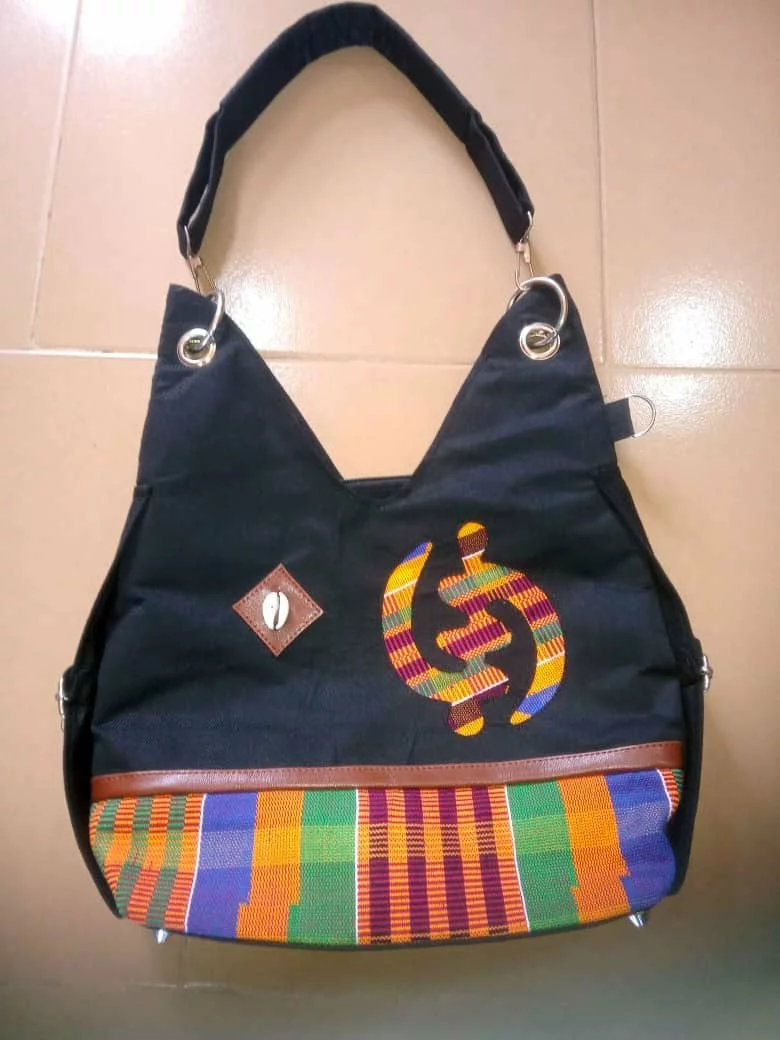 Handmade Traditional Women's Shoulder Bag with Gye Nyame Symbol