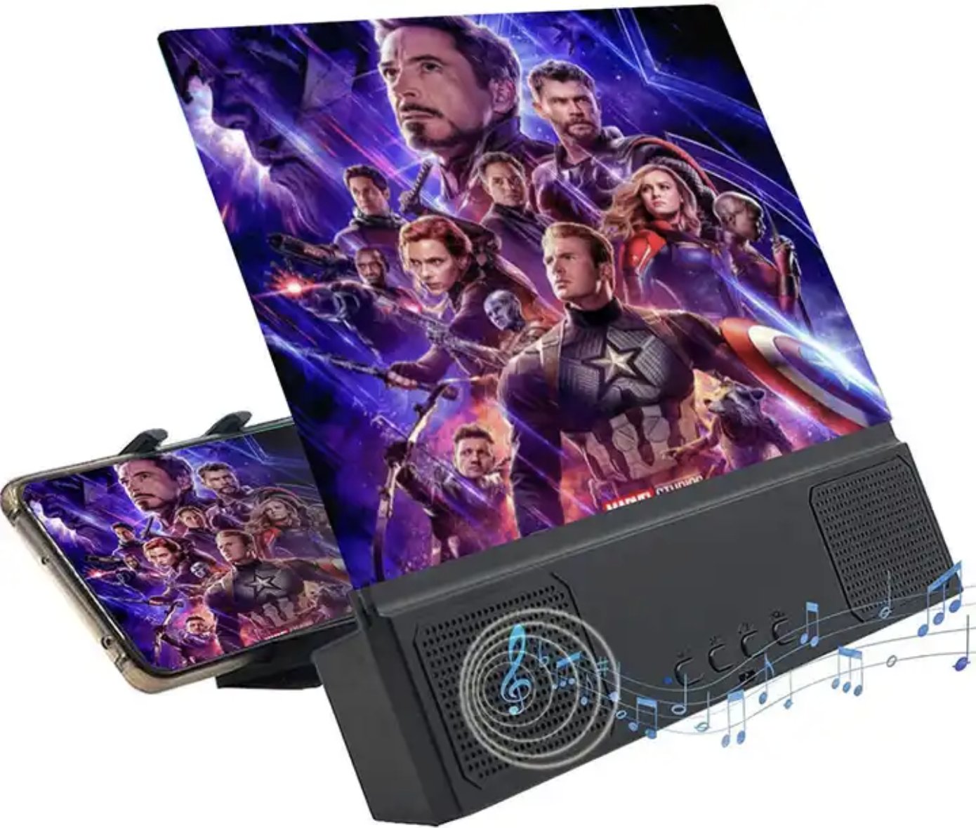 12" Phone Screen Magnifier - 3D HD Fresnel Lens, Built-in Speaker, Foldable Stand