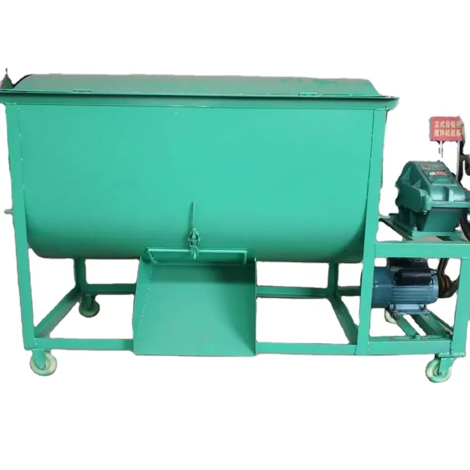 150kg/Batch Horizontal Ribbon Feed Mixer - 2.2kW, Dual Screw, Stainless Steel, Poultry/Cattle