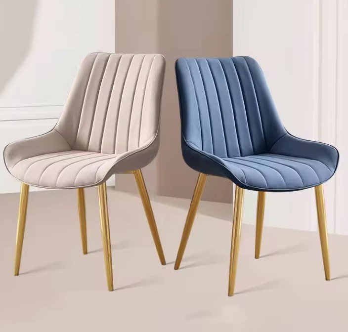 Luxury Velvet Dining Chair with Golden Metal Frame - Soft Fabric, Antique Style