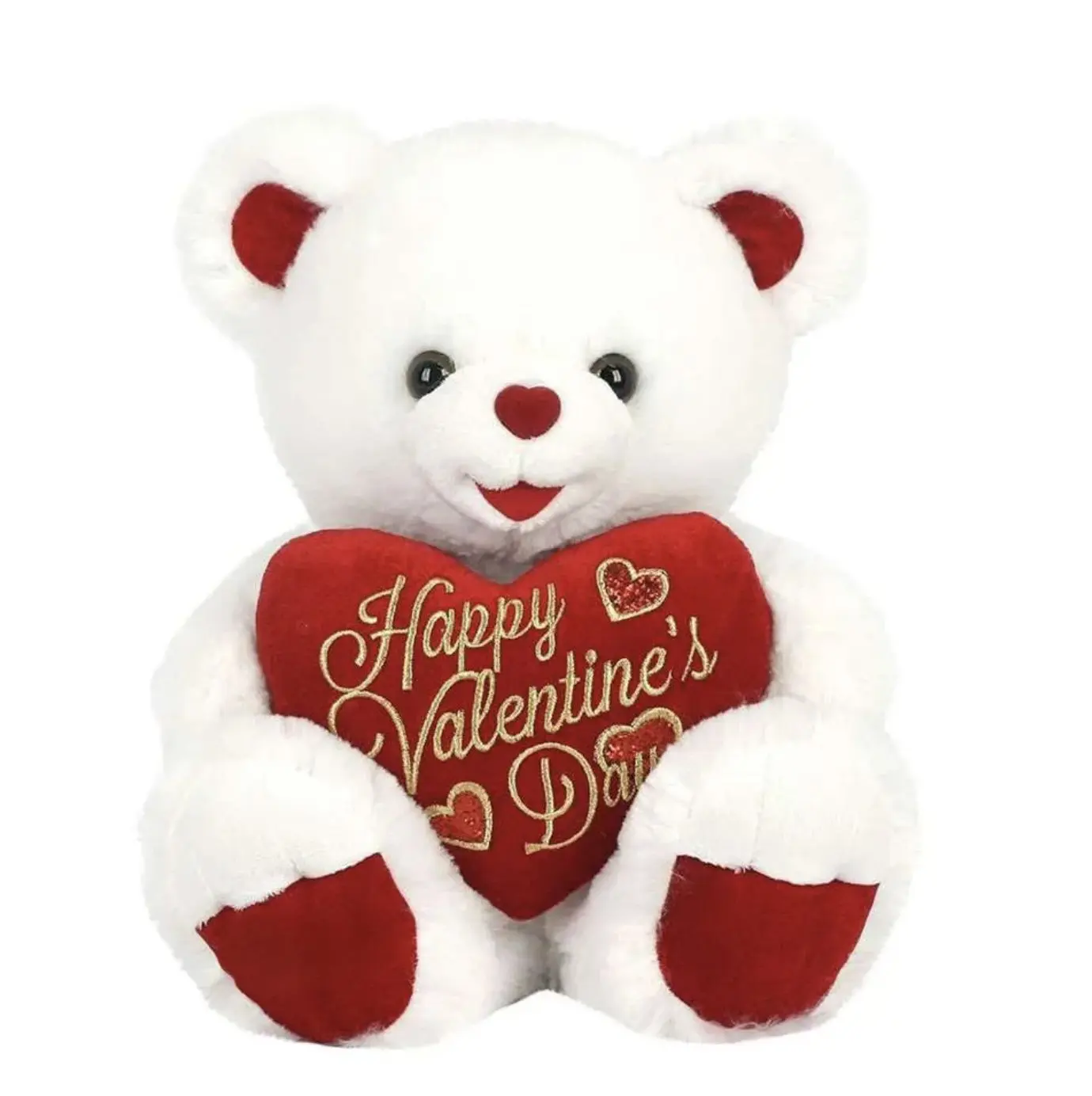 25cm Valentine's White & Red Teddy Bear with Heart - Soft Plush Stuffed Toy Gift
