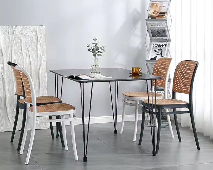 Stackable Plastic Outdoor Dining Chair - Armless, Weatherproof, Modern