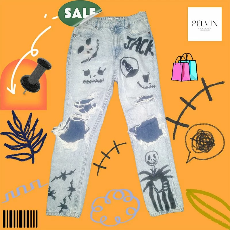 Hand-Painted Custom Jeans - Unique Artistic Designs, One-of-a-Kind Denim