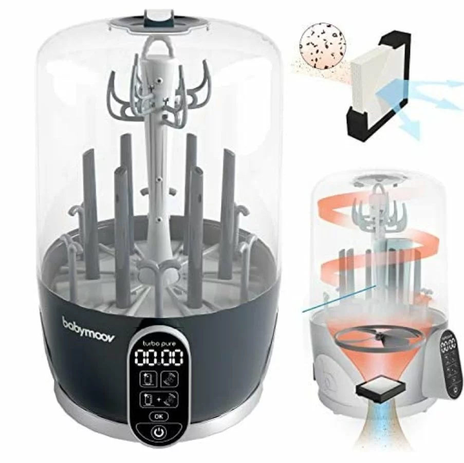 Babymoov Turbo Pure Sterilizer & Bottle Dryer - 8min Steam, 99% Germ Kill, 24hr Storage