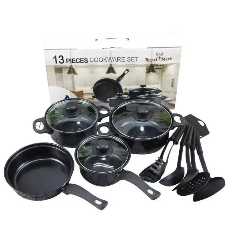 13-Piece Carbon Steel Cookware Set with Silicon Spoon