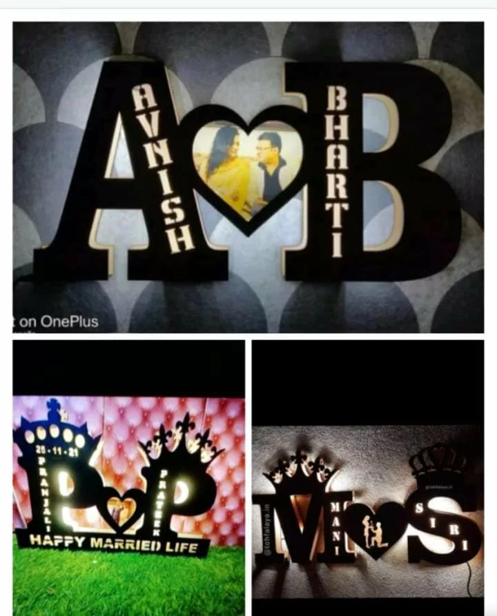 Personalized LED Couple Name Lamp - Custom 12x15 Inch Acrylic Night Light