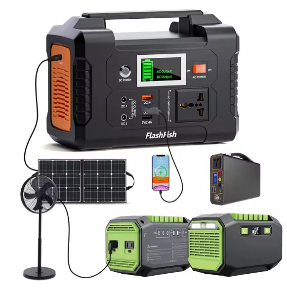 200W Solar Power Bank Generator - 151Wh Li-ion, Compact Camping Station