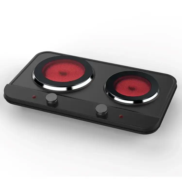 2000W Double Infrared Ceramic Hotplate - Thermostat Control, 185+155mm, Portable Stove