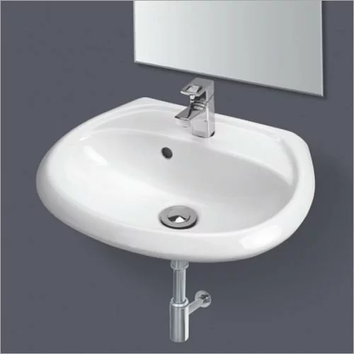 White Ceramic Wall-Hung Bathroom Basin - Modern Compact Wash Hand Sink