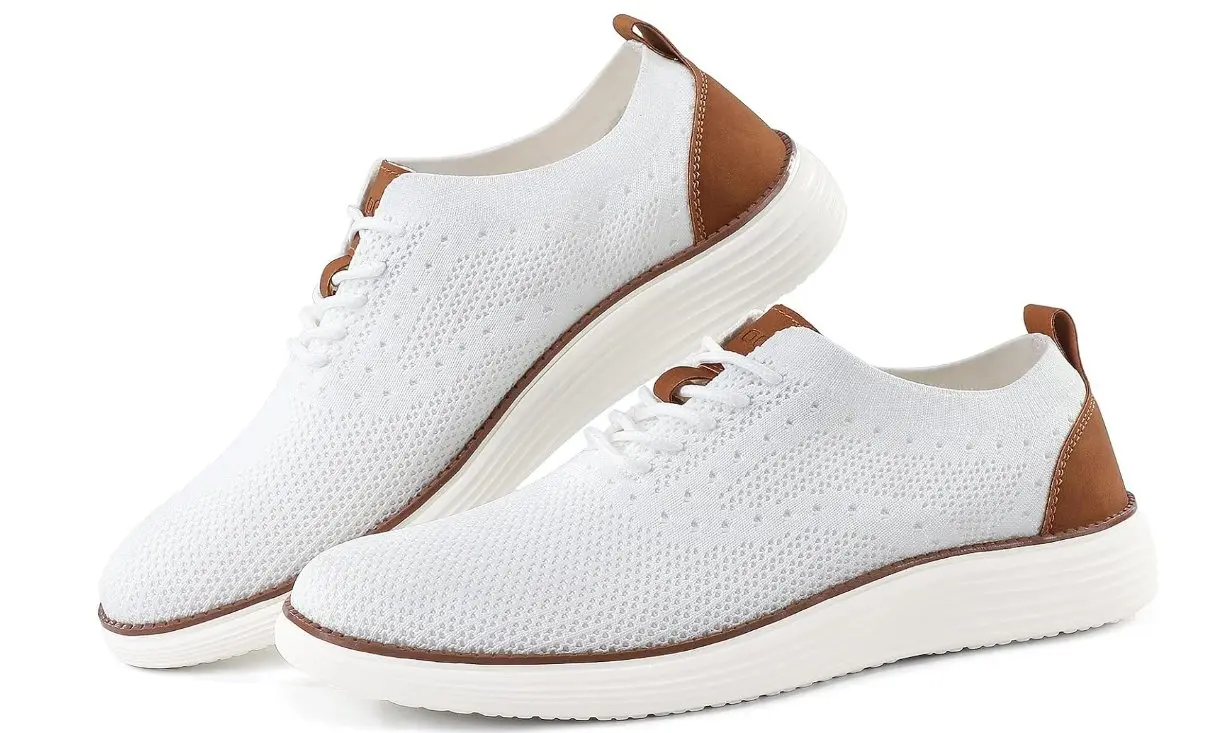 Vilocy Men's Mesh Dress Sneakers - Breathable Knit, Memory Foam, Oxford Style