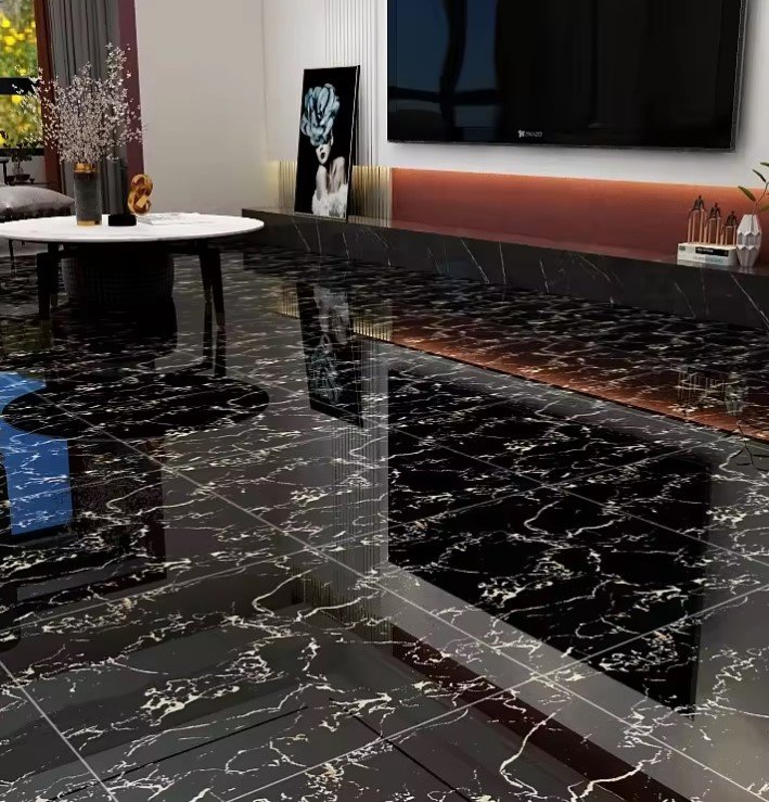 Black Polished Porcelain Floor Tiles (60x60cm, 10mm)