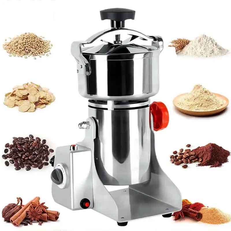800g Electric Spice & Grain Mill - 2200W, 50–300 Mesh, Stainless Steel, Herbs/Corn