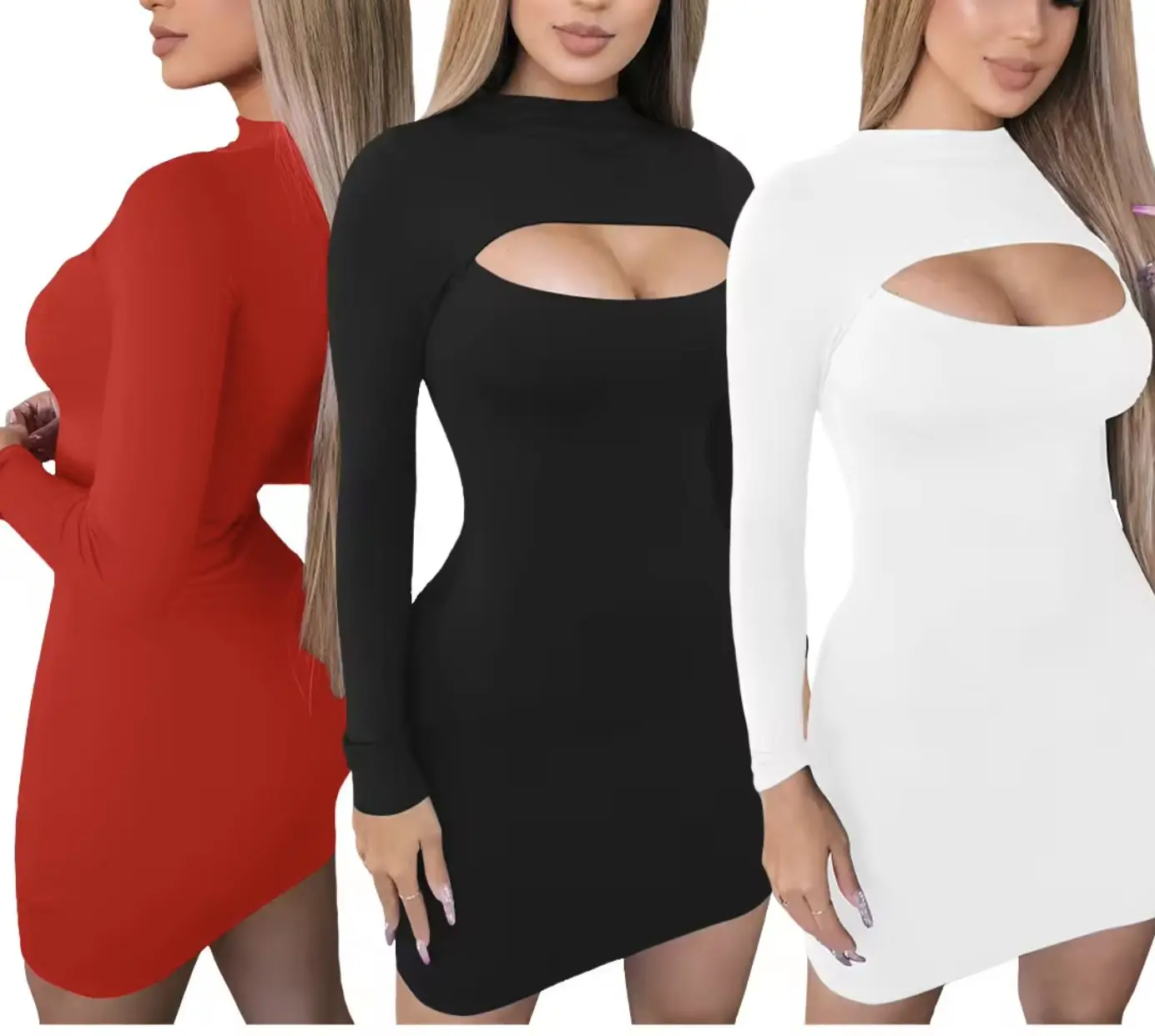 Women's Long Sleeve Round Neck Wrap Dress
