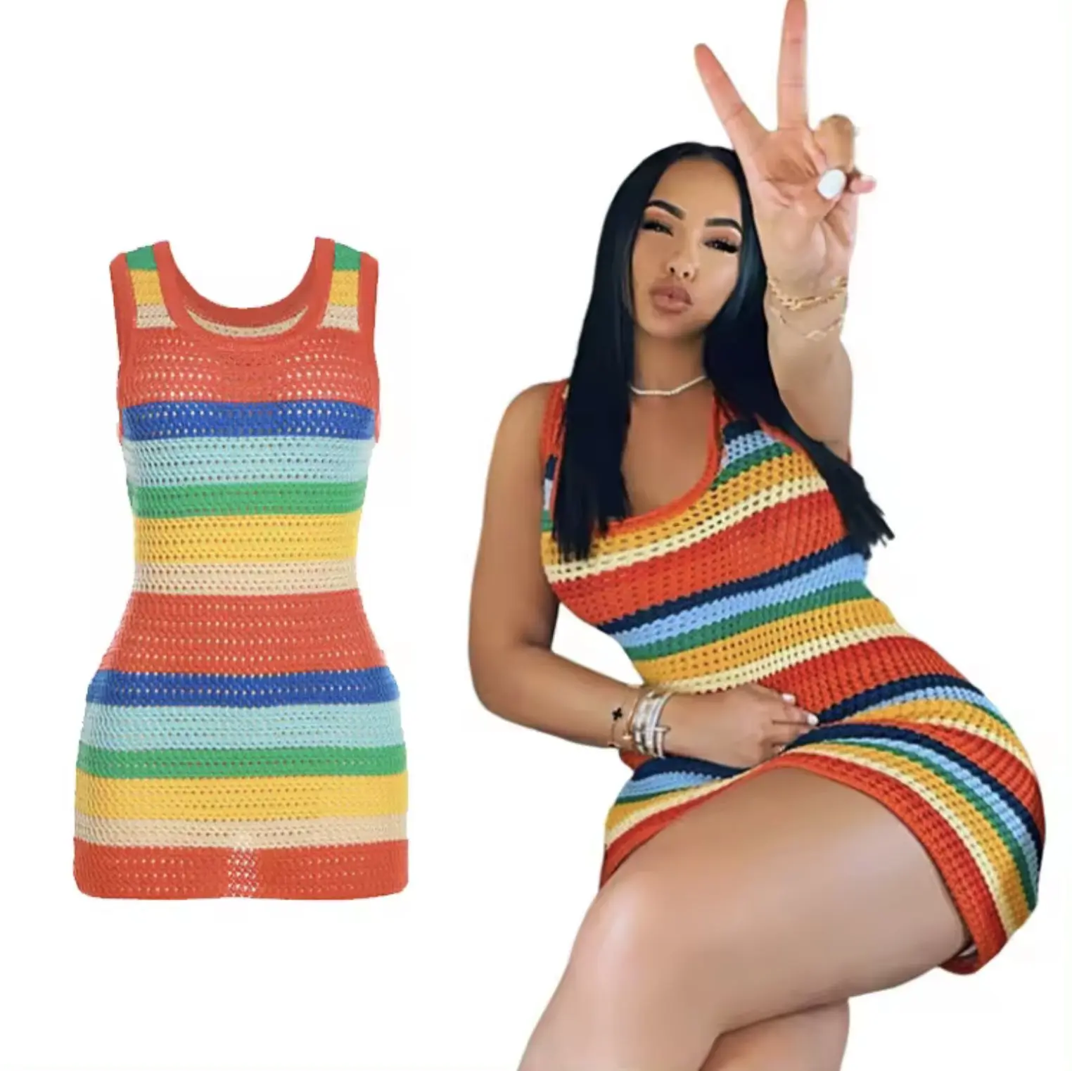 Women's Hollow Knit Beach & Party Bodycon Dress