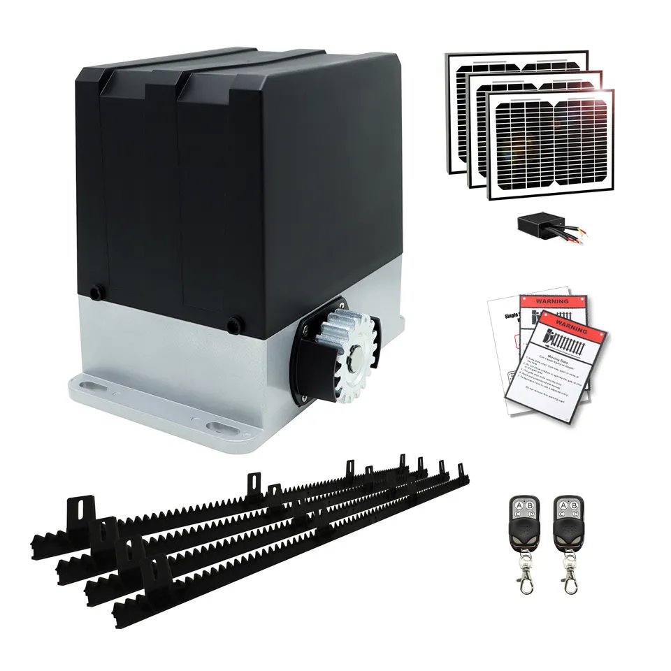 1200kg Solar Sliding Gate Opener - 450W DC, 24V 7.2Ah Battery, 30W Panel, 21cm/s