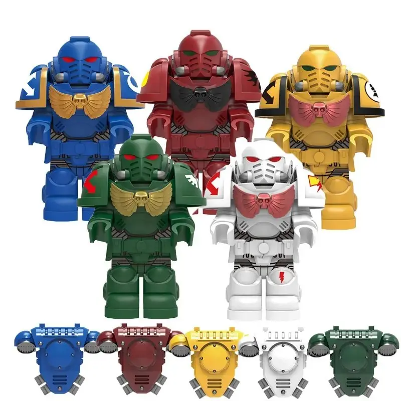 Warhammer Space Marines Building Blocks - Blood Angels/Dark Angels/White Scars/Wolves, 4.5cm Minifigs