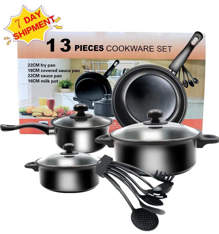 Non-Stick Cast Iron Cookware Set with Tempered Glass Lids
