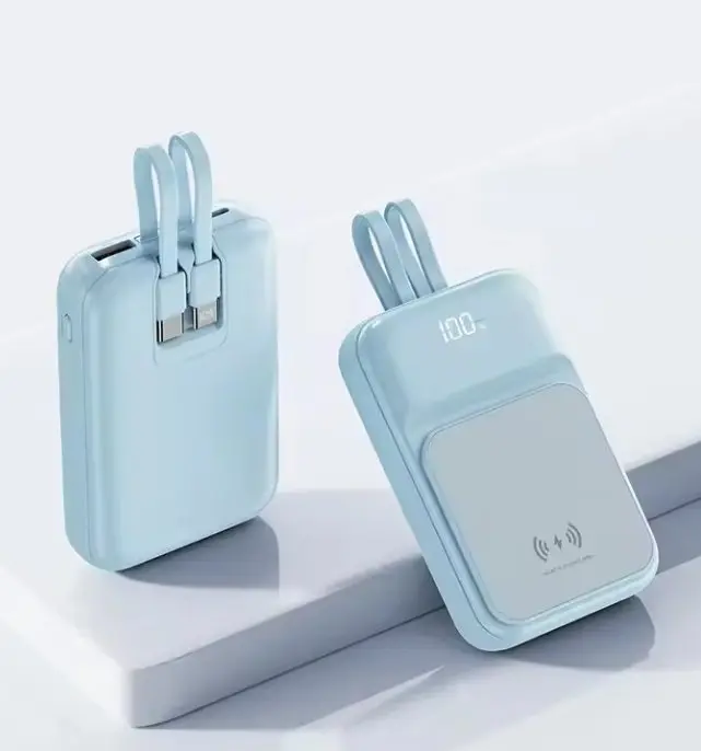 5000mAh Magnetic Wireless Power Bank - Ultra-Slim, Built-in Cables, LED Display