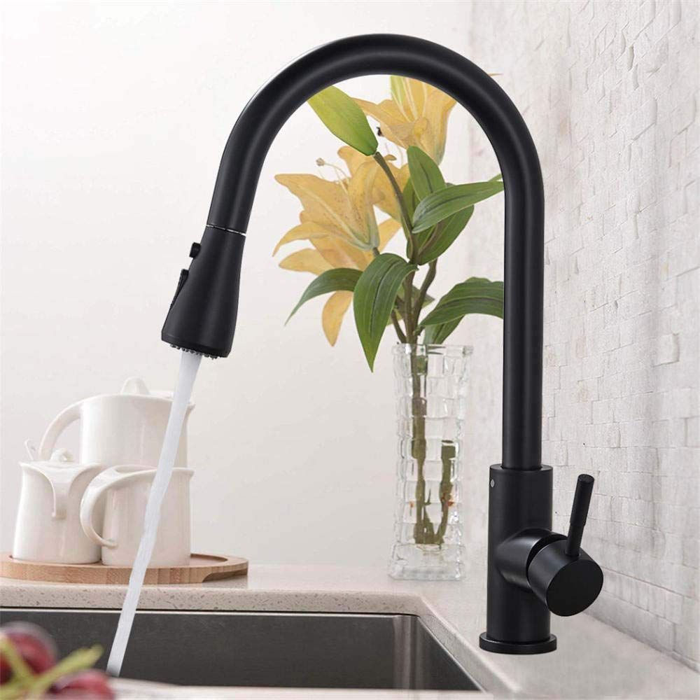 Single-Handle Pull-Down Kitchen Faucet (Brushed Black)