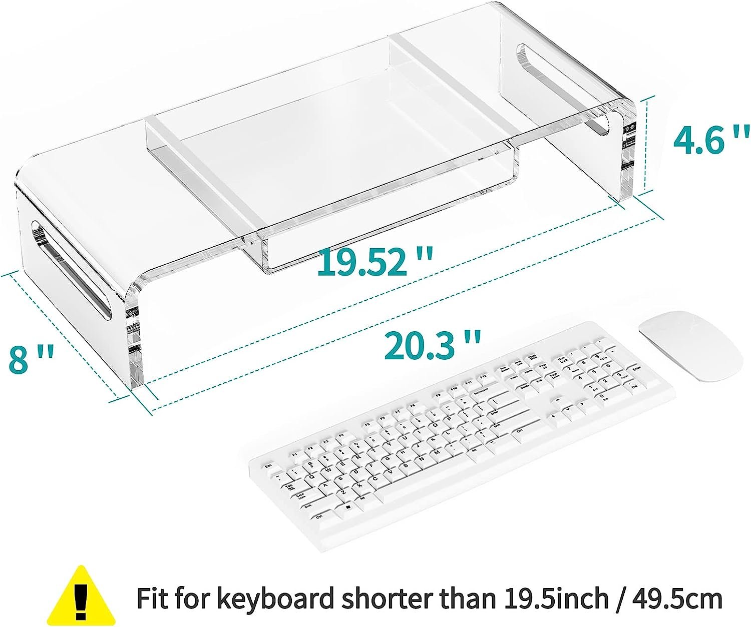 Clear Acrylic Monitor Stand Riser with Storage Drawer & Phone Holder