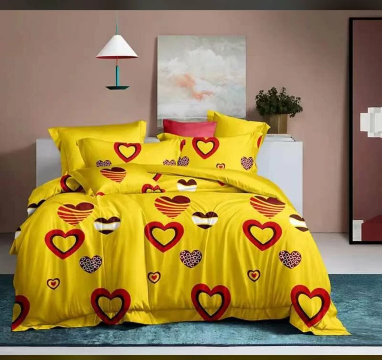 100% Cotton Double Bedsheet Set - 1 Sheet + 4 Pillowcases, 200TC, All-Season