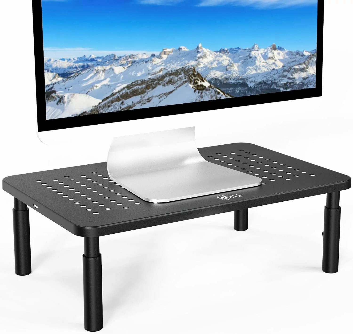 WALI 3-Height Adjustable Metal Monitor Stand Riser with Storage