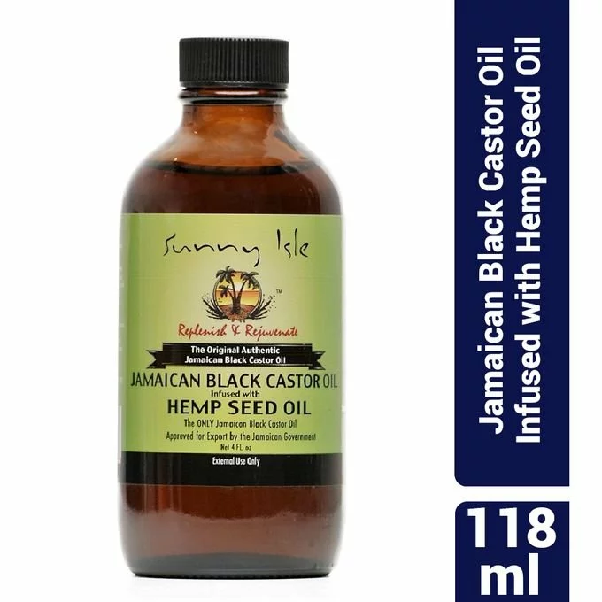 Sunny Isle Jamaican Black Castor Oil with Hemp - 118ml, Hair Growth & Skin Moisturizer