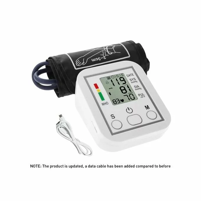 2-in-1 Blood Pressure & Glucose Monitor - Arm Cuff, Voice Broadcast, LCD