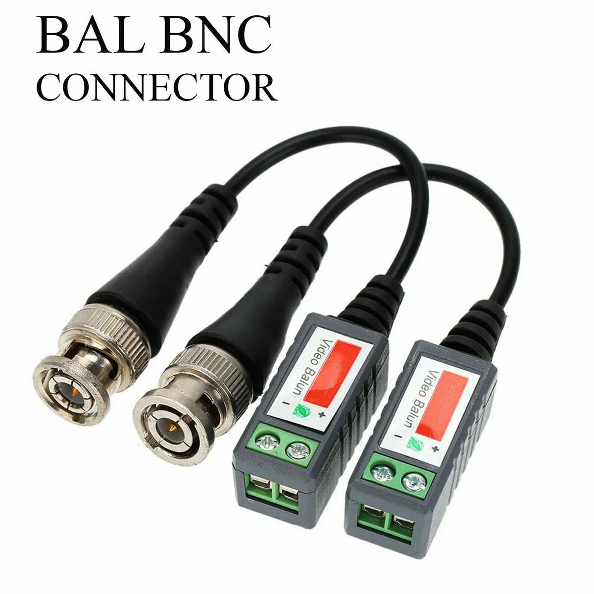 Passive Video Balun Connector Pair - CCTV Analog to CAT5 Transmission Adapter