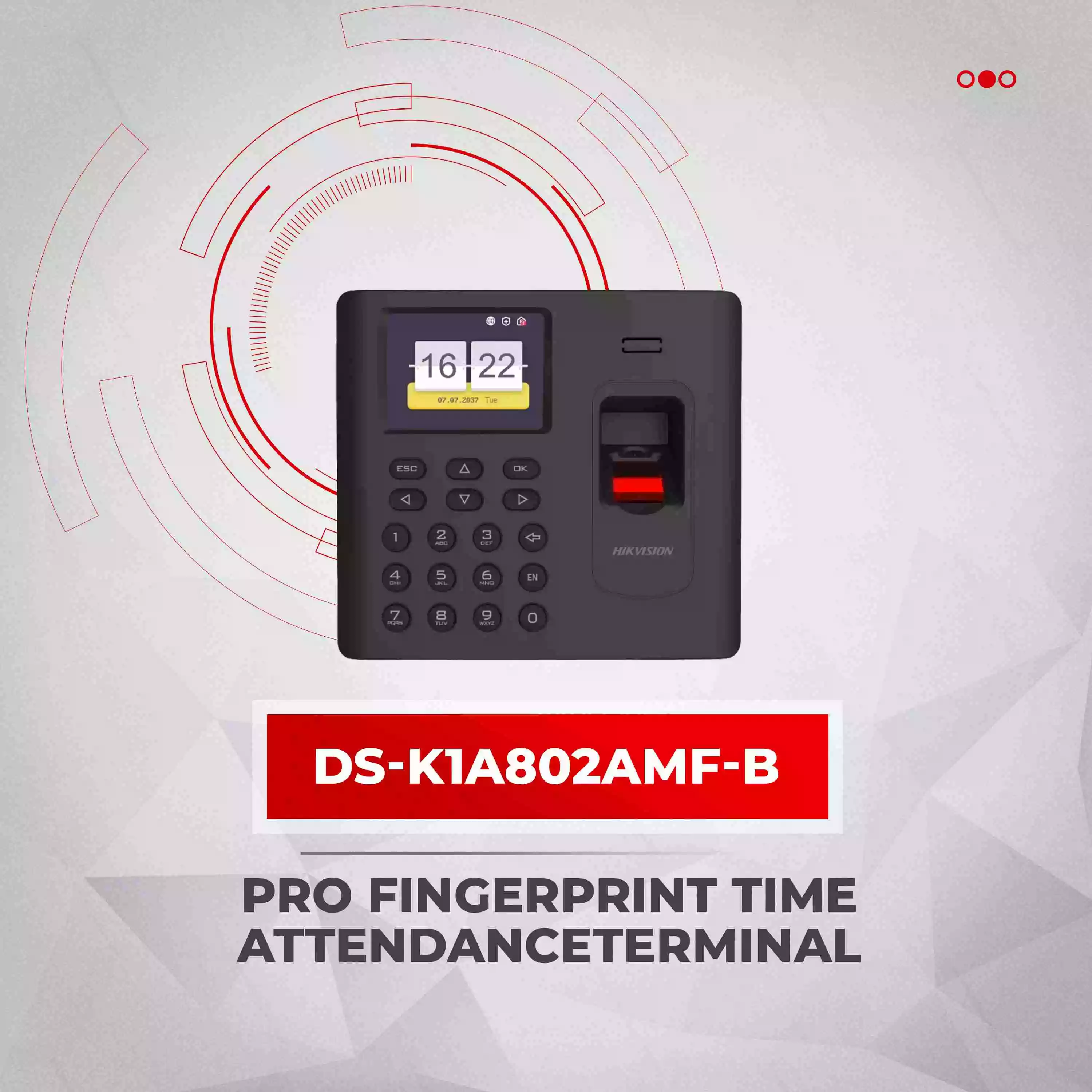Hikvision DS-K1T341AMF Fingerprint Time Attendance Terminal - 3K Users, WiFi/TCP/IP, Mifare