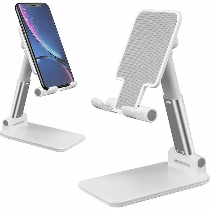 Foldable Desktop Phone & Tablet Stand with Storage - Adjustable Angle, Anti-Scratch