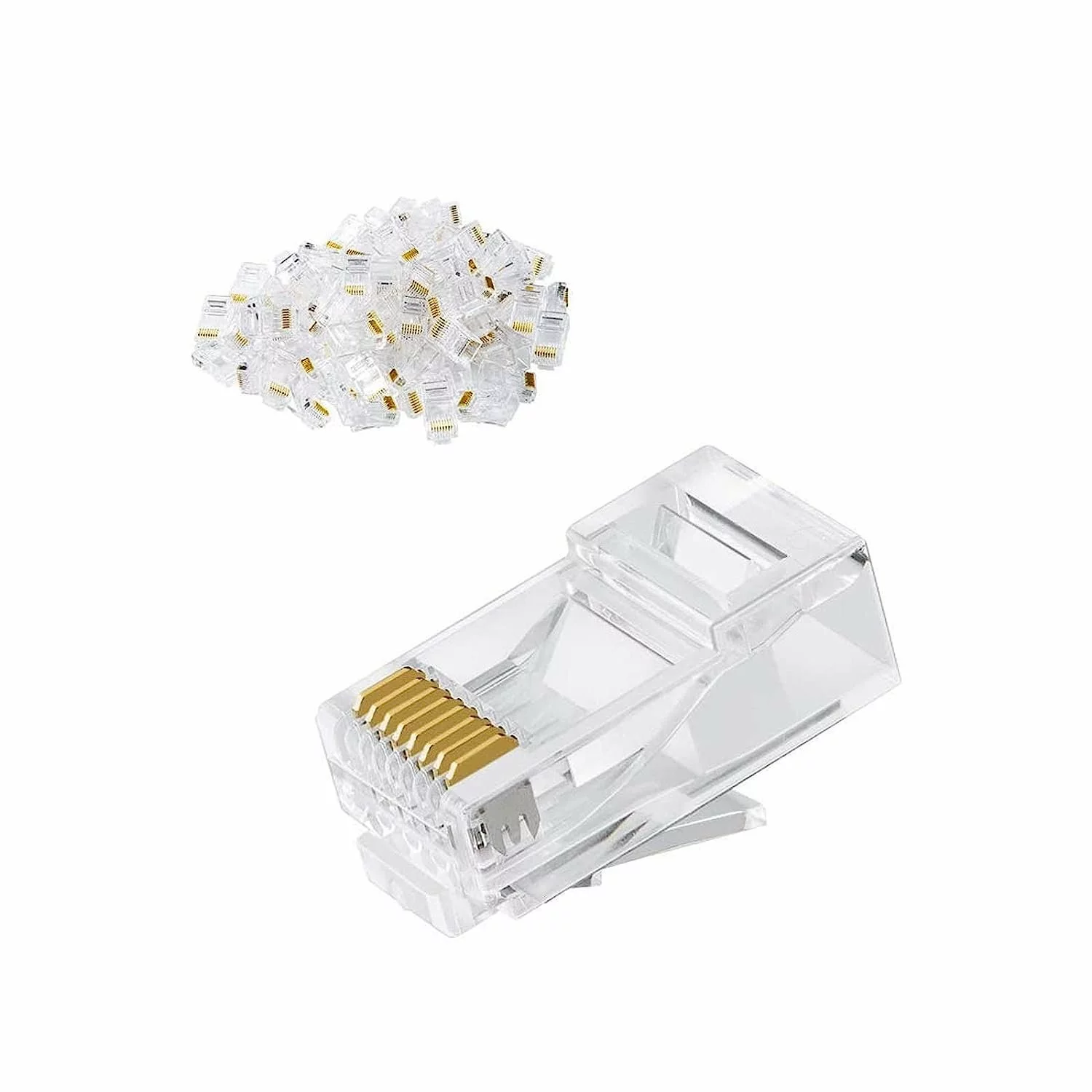 Gold-Plated RJ45 CAT6/CAT5e Pass-Through Connectors - Easy Crimp Ethernet Ends