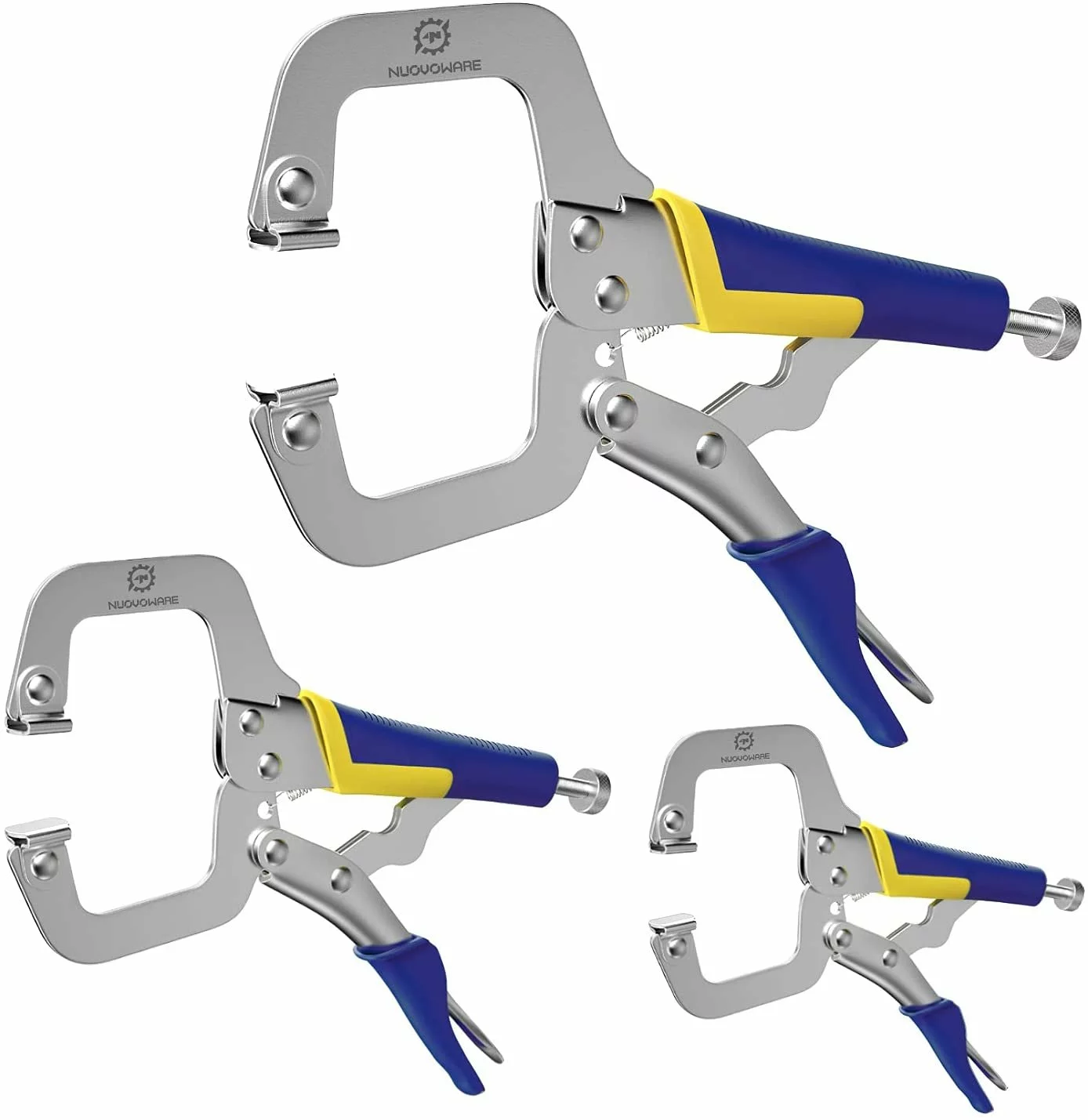 3-Piece Premium Locking C-Clamp Set with Swivel Pads (6", 9", 11")