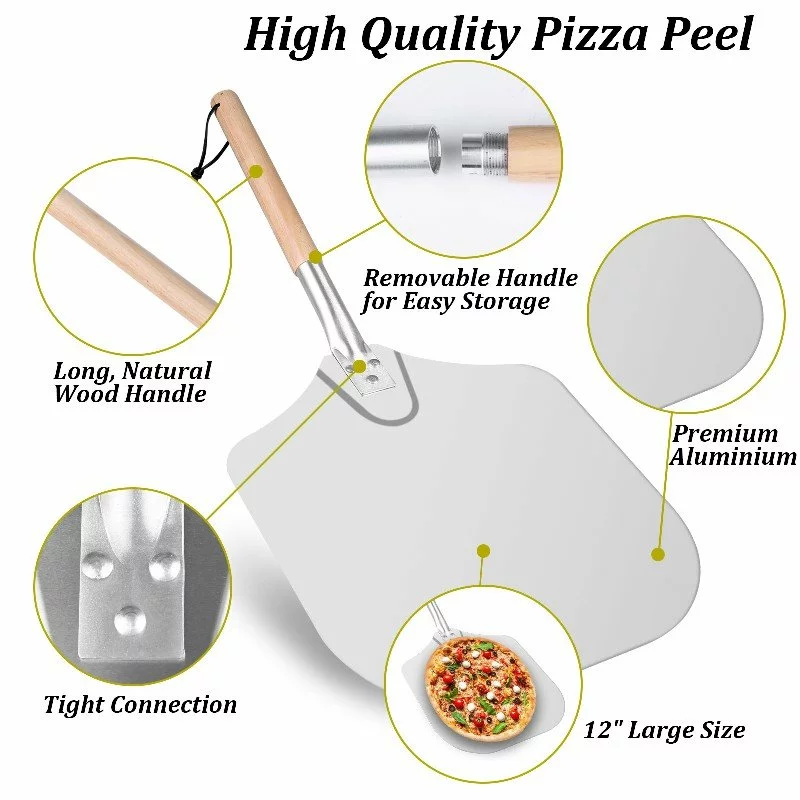 5-Piece Professional Pizza Making Tool Kit with Removable Handle
