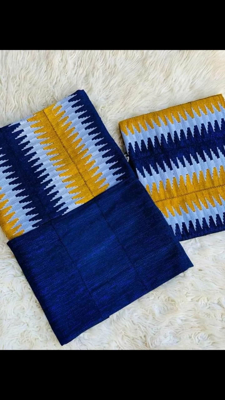 Authentic Ghanaian Kente Fabric - 100% Cotton, Knitted, Multicolor Weave