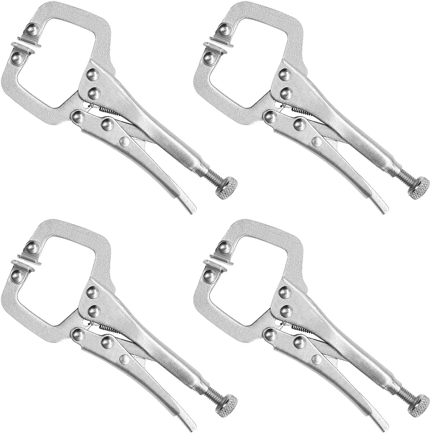 4-Pack Mini Locking C-Clamp Pliers with Swivel Pads