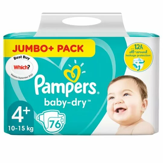 Pampers Baby-Dry Size 4+ Nappies (Jumbo+ Pack 76pk)
