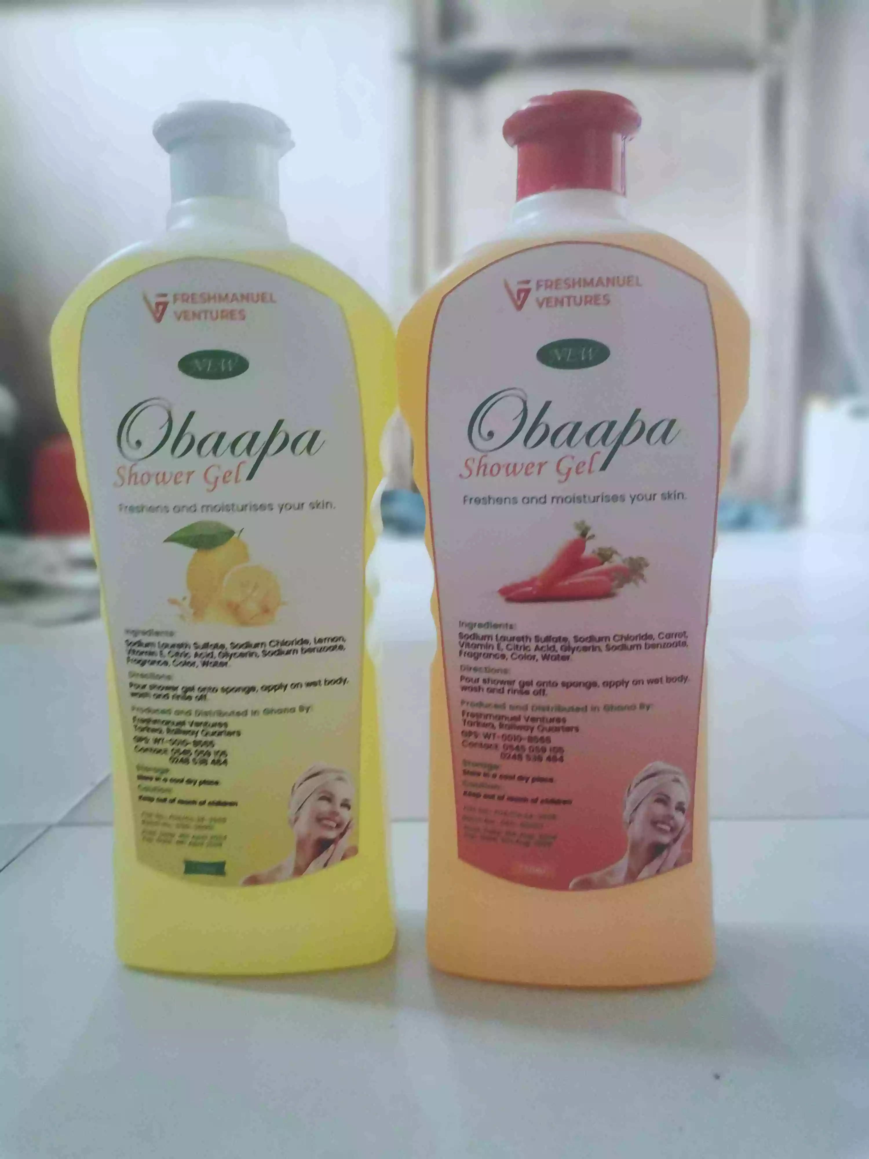 Obaapa Natural Shower Gel (Carrot & Lemon Variants)