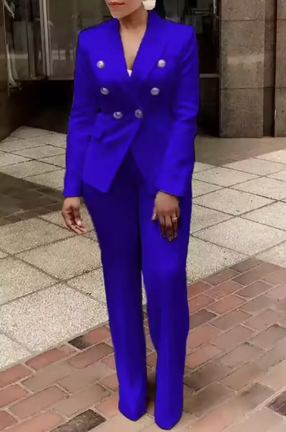 Women's 2-Piece Business Pant Suit Set - Elegant Blazer + High-Waist Trousers, Office Professional